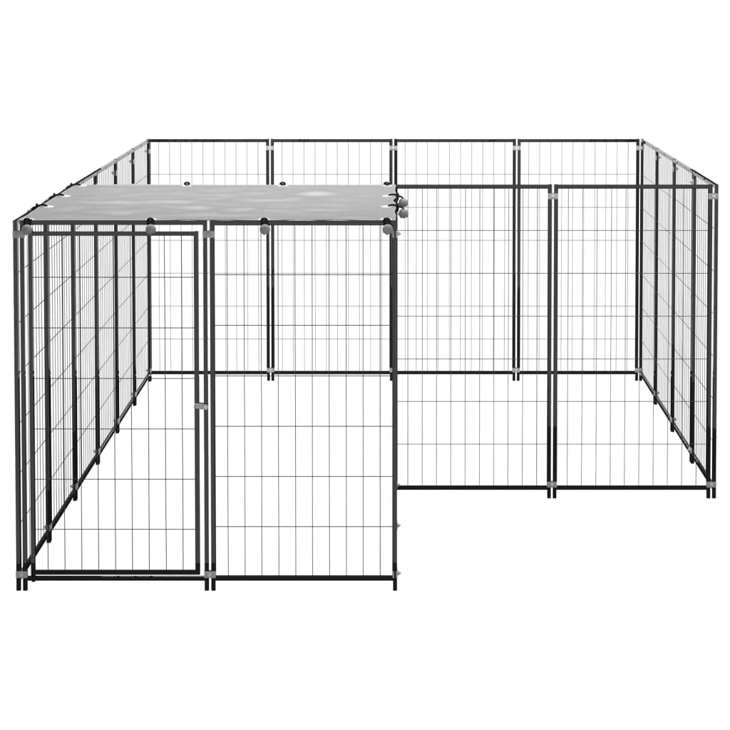 Gabbia per Cani Nera 6,05 mÂ² in Acciaio