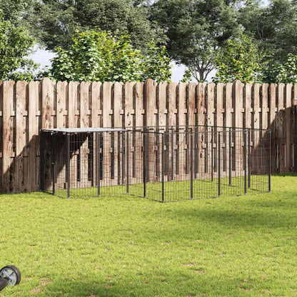 Gabbia per Cani Nera 6,05 mÂ² in Acciaio