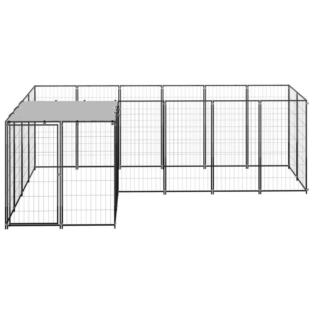 Gabbia per Cani Nera 4,84 mÂ² in Acciaio