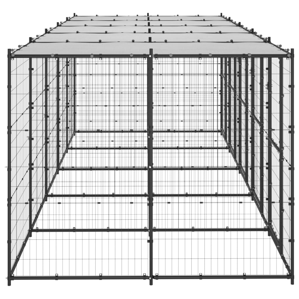 Gabbia per Cani da Esterno in Acciaio con Tetto 12,1 mÂ²