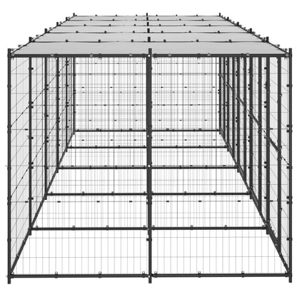 Gabbia per Cani da Esterno in Acciaio con Tetto 12,1 mÂ²
