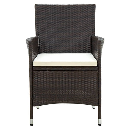 Sedie da Giardino 4 pz con Cuscini in Polyrattan Marrone