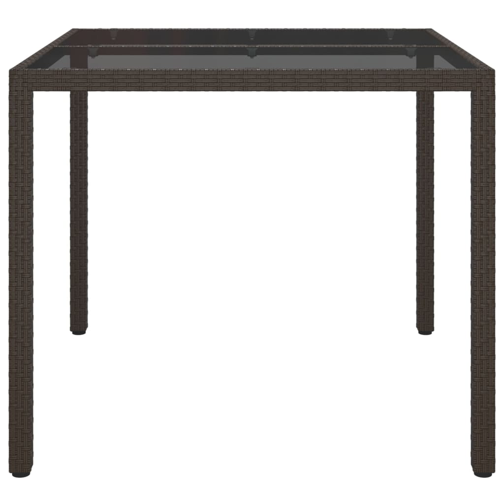 Tavolo Giardino 90x90x75cm Vetro Temperato e Polyrattan Marrone