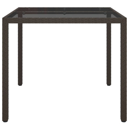 Tavolo Giardino 90x90x75cm Vetro Temperato e Polyrattan Marrone