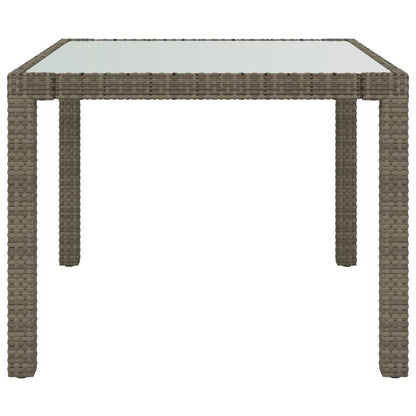 Tavolo Giardino 90x90x75cm Vetro Temperato e Polyrattan Grigio