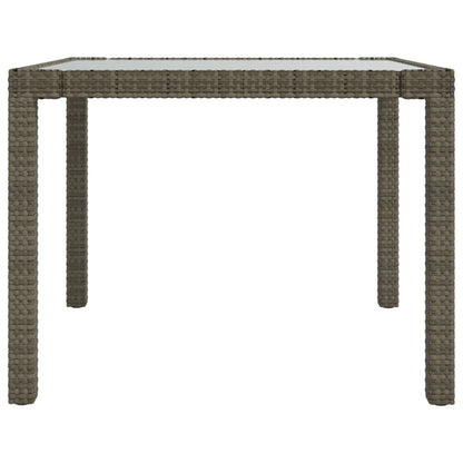 Tavolo Giardino 90x90x75cm Vetro Temperato e Polyrattan Grigio