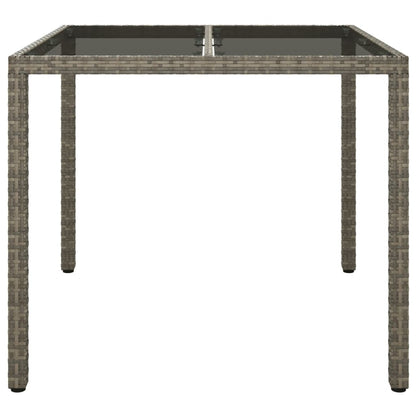 Tavolo Giardino 90x90x75 cm Vetro Temperato e Polyrattan Grigio