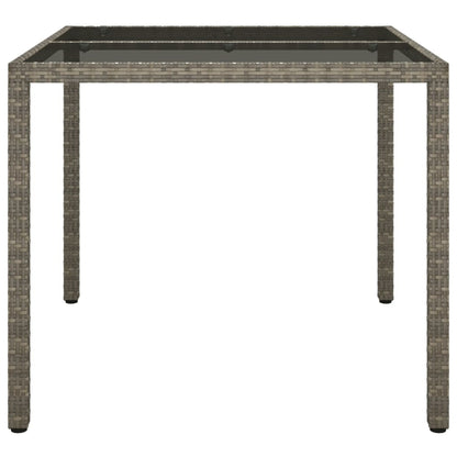 Tavolo Giardino 90x90x75 cm Vetro Temperato e Polyrattan Grigio