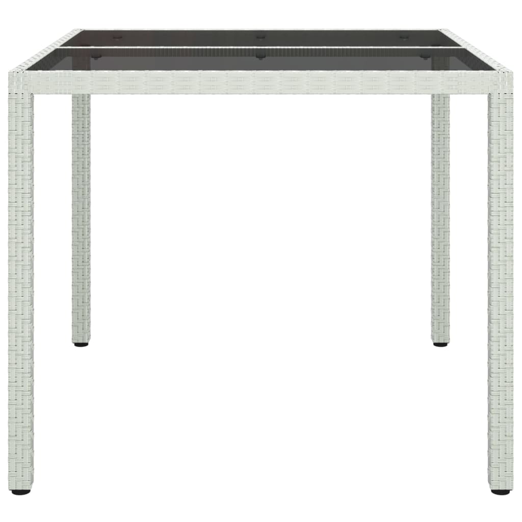 Tavolo Giardino 90x90x75 cm Vetro Temperato e Polyrattan Bianco