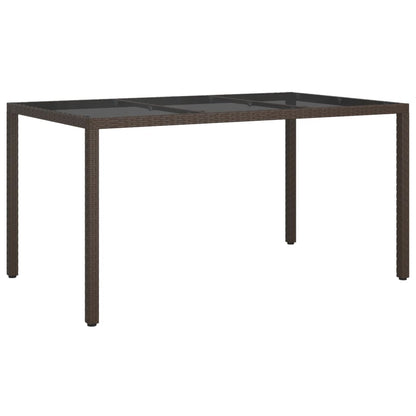 Tavolo Giardino 150x90x75cm Vetro Temperato Polyrattan Marrone