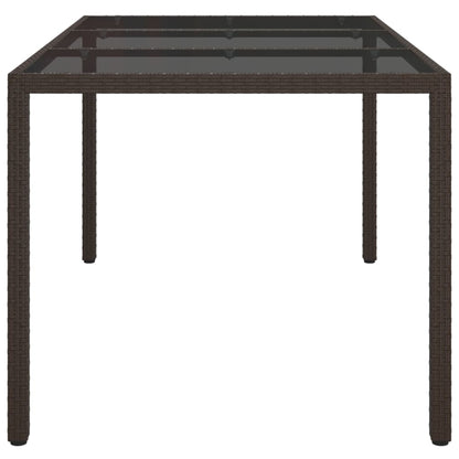 Tavolo Giardino 150x90x75cm Vetro Temperato Polyrattan Marrone