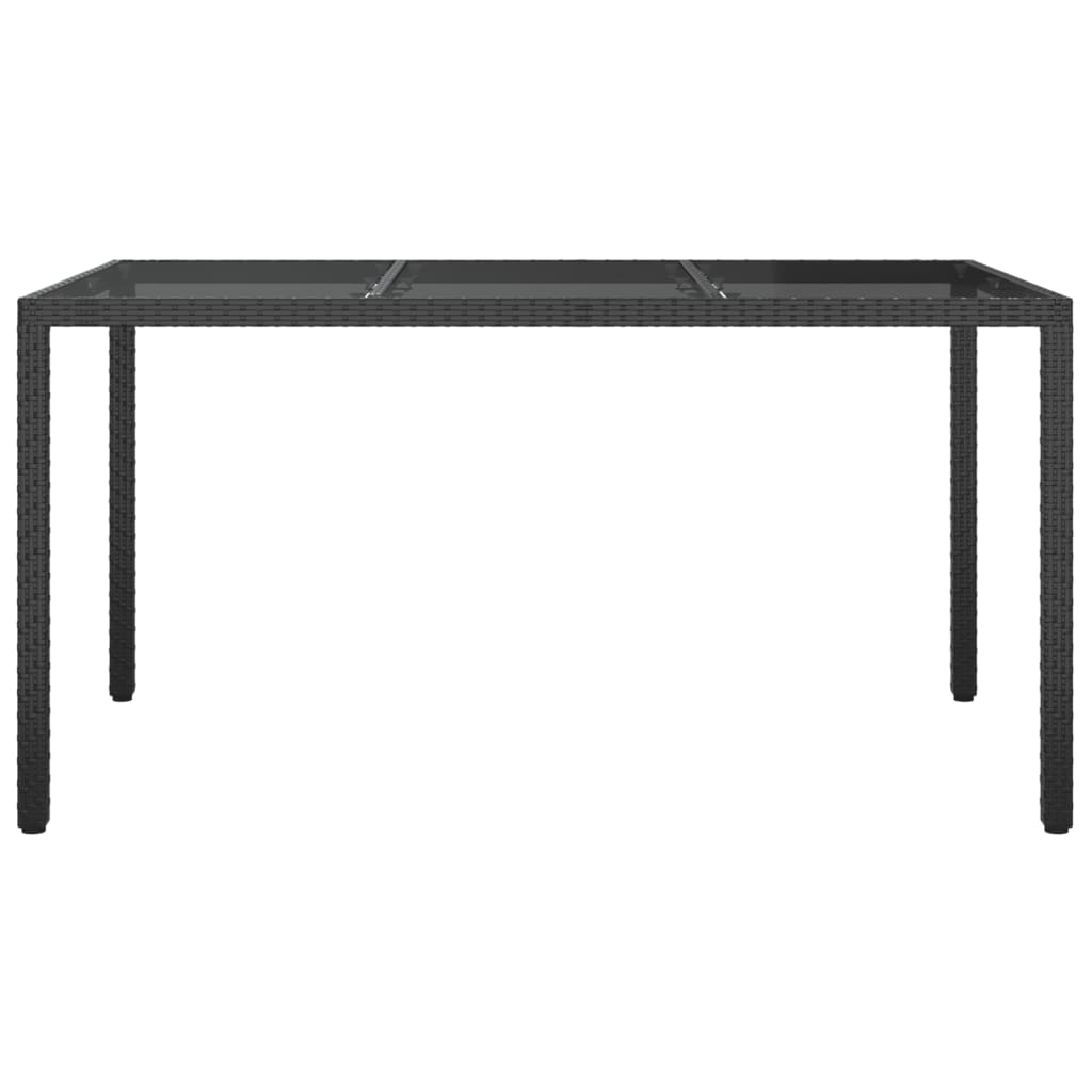 Tavolo Giardino 150x90x75 cm Vetro Temperato e Polyrattan Nero