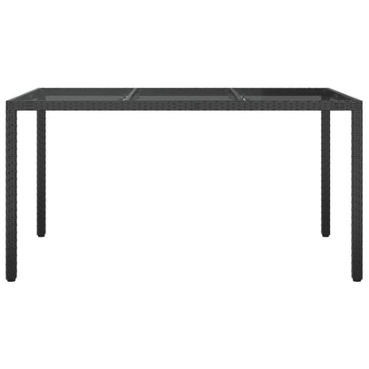 Tavolo Giardino 150x90x75 cm Vetro Temperato e Polyrattan Nero