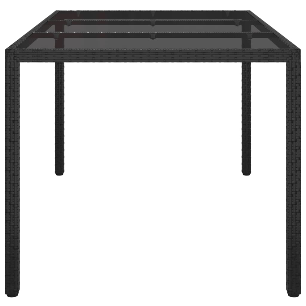 Tavolo Giardino 150x90x75 cm Vetro Temperato e Polyrattan Nero