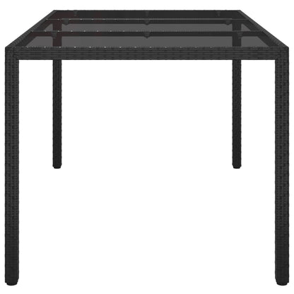 Tavolo Giardino 150x90x75 cm Vetro Temperato e Polyrattan Nero
