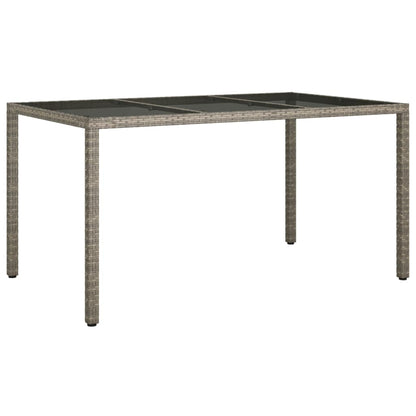 Tavolo Giardino 150x90x75cm Vetro Temperato e Polyrattan Grigio