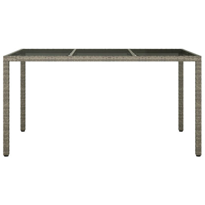 Tavolo Giardino 150x90x75cm Vetro Temperato e Polyrattan Grigio