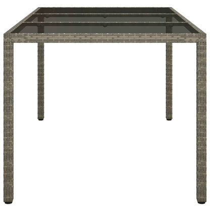 Tavolo Giardino 150x90x75cm Vetro Temperato e Polyrattan Grigio