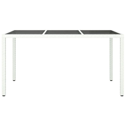Tavolo Giardino 150x90x75cm Vetro Temperato Polyrattan Bianco