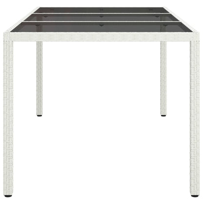 Tavolo Giardino 150x90x75cm Vetro Temperato Polyrattan Bianco