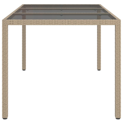 Tavolo Giardino 150x90x75cm Vetro Temperato Polyrattan Beige