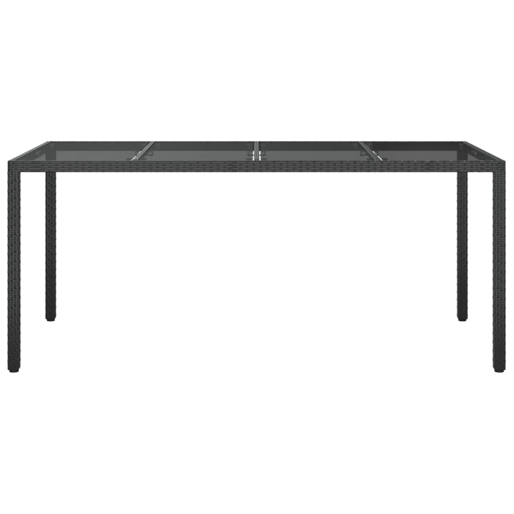 Tavolo Giardino Nero 190x90x75 cm Vetro Temperato Polyrattan