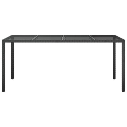 Tavolo Giardino Nero 190x90x75 cm Vetro Temperato Polyrattan