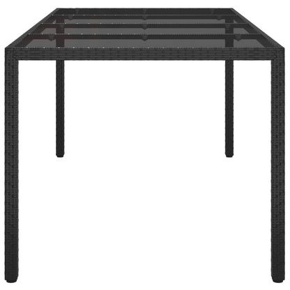 Tavolo Giardino Nero 190x90x75 cm Vetro Temperato Polyrattan
