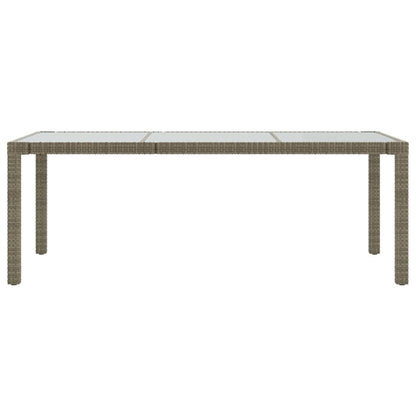 Tavolo Giardino Grigio 190x90x75 cm Vetro Temperato Polyrattan