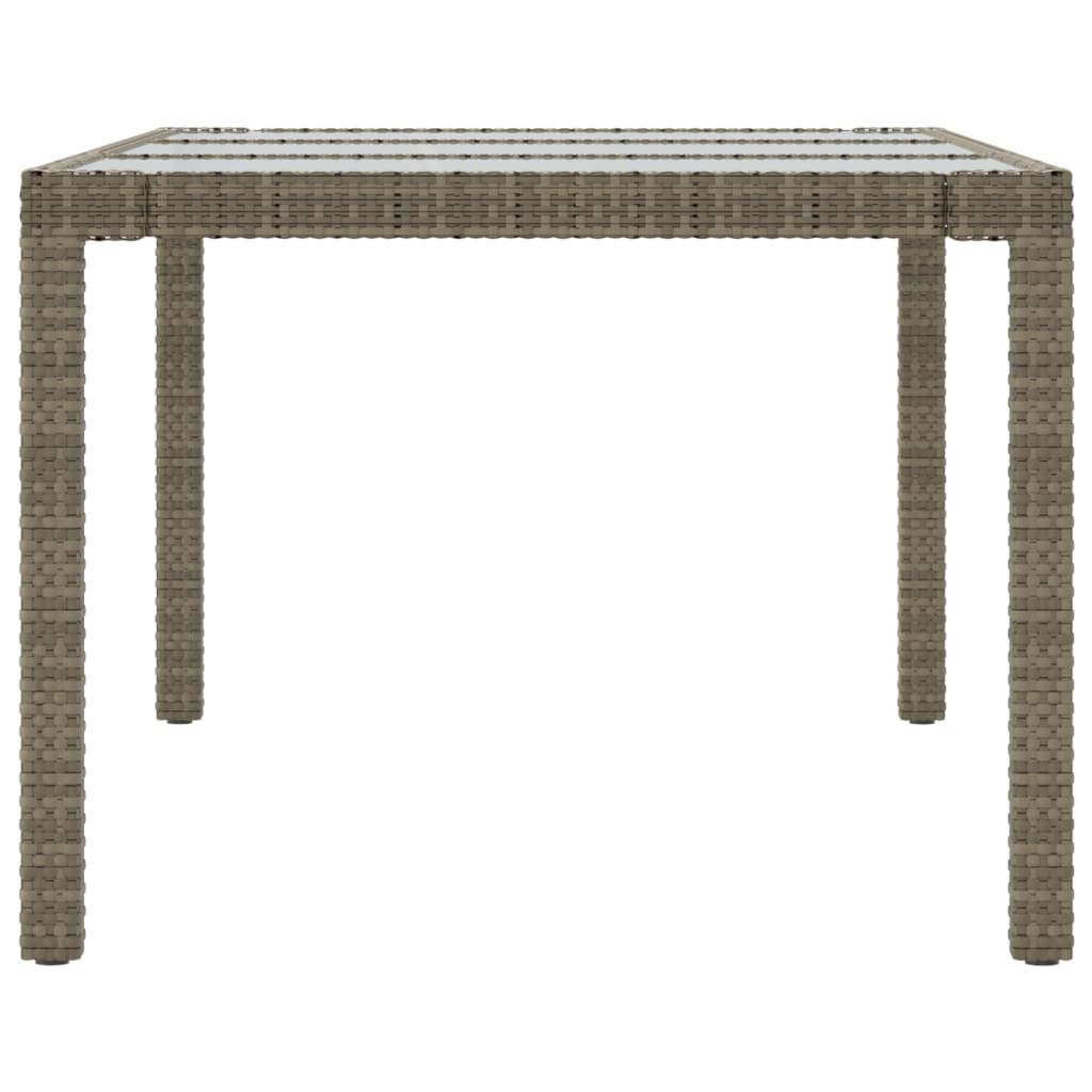 Tavolo Giardino Grigio 190x90x75 cm Vetro Temperato Polyrattan