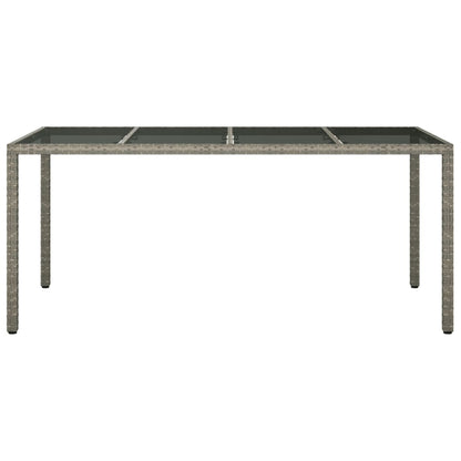 Tavolo Giardino Grigio 190x90x75 cm Vetro Temperato Polyrattan