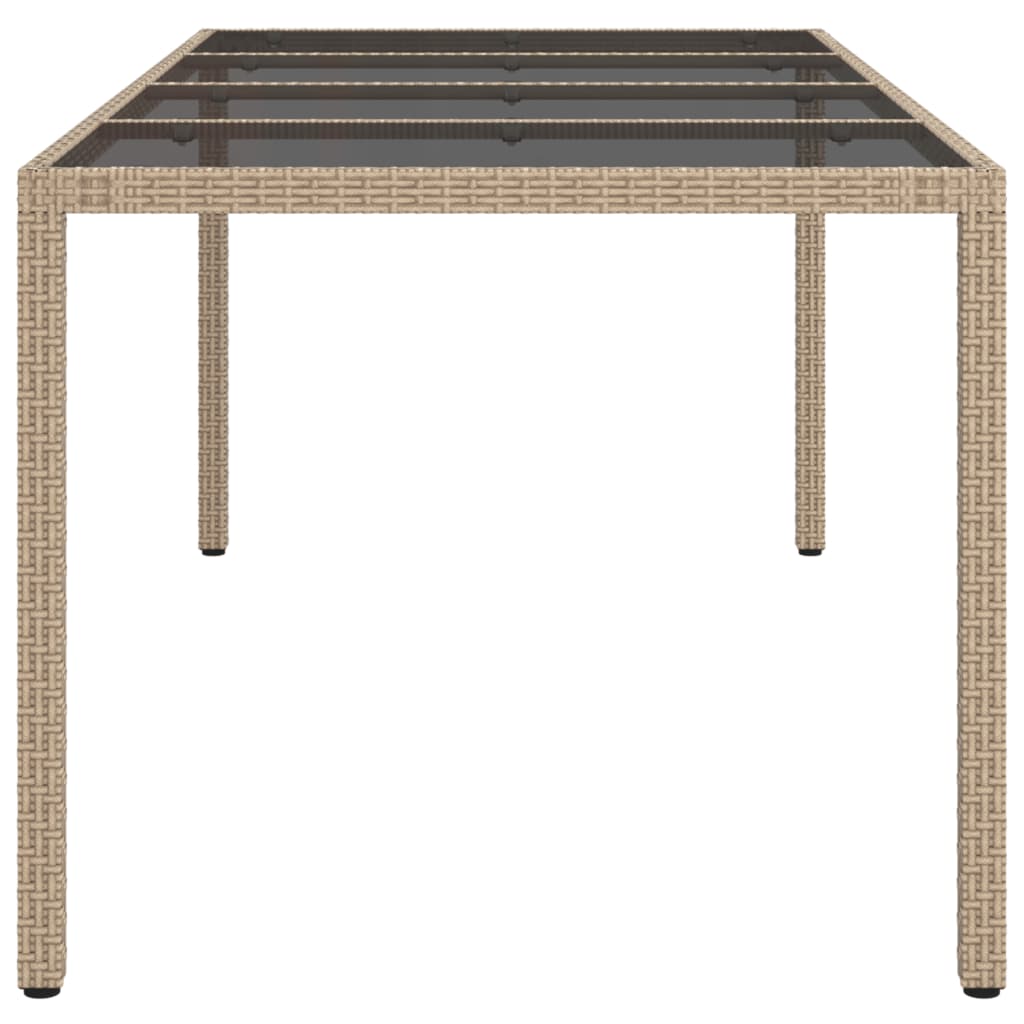 Tavolo Giardino Beige 190x90x75 cm Vetro Temperato Polyrattan