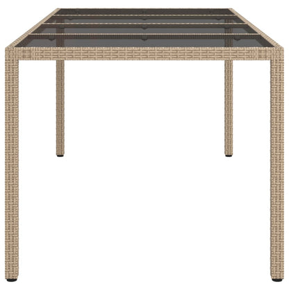 Tavolo Giardino Beige 190x90x75 cm Vetro Temperato Polyrattan