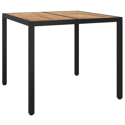 Tavolo da Giardino 90x90x75cm Polyrattan e Massello Acacia Nero