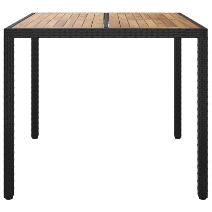 Tavolo da Giardino 90x90x75cm Polyrattan e Massello Acacia Nero