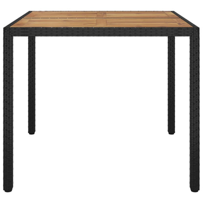 Tavolo da Giardino 90x90x75cm Polyrattan e Massello Acacia Nero
