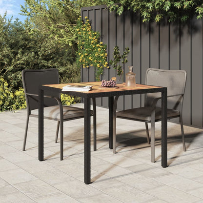 Tavolo da Giardino 90x90x75cm Polyrattan e Massello Acacia Nero