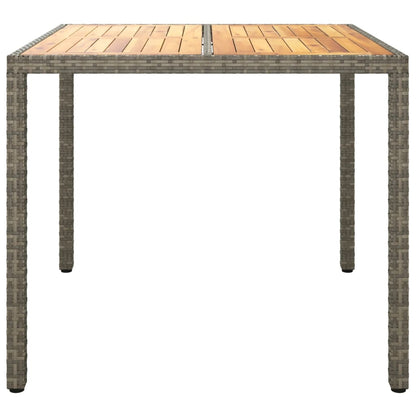 Tavolo Giardino 90x90x75cm Polyrattan e Massello Acacia Grigio