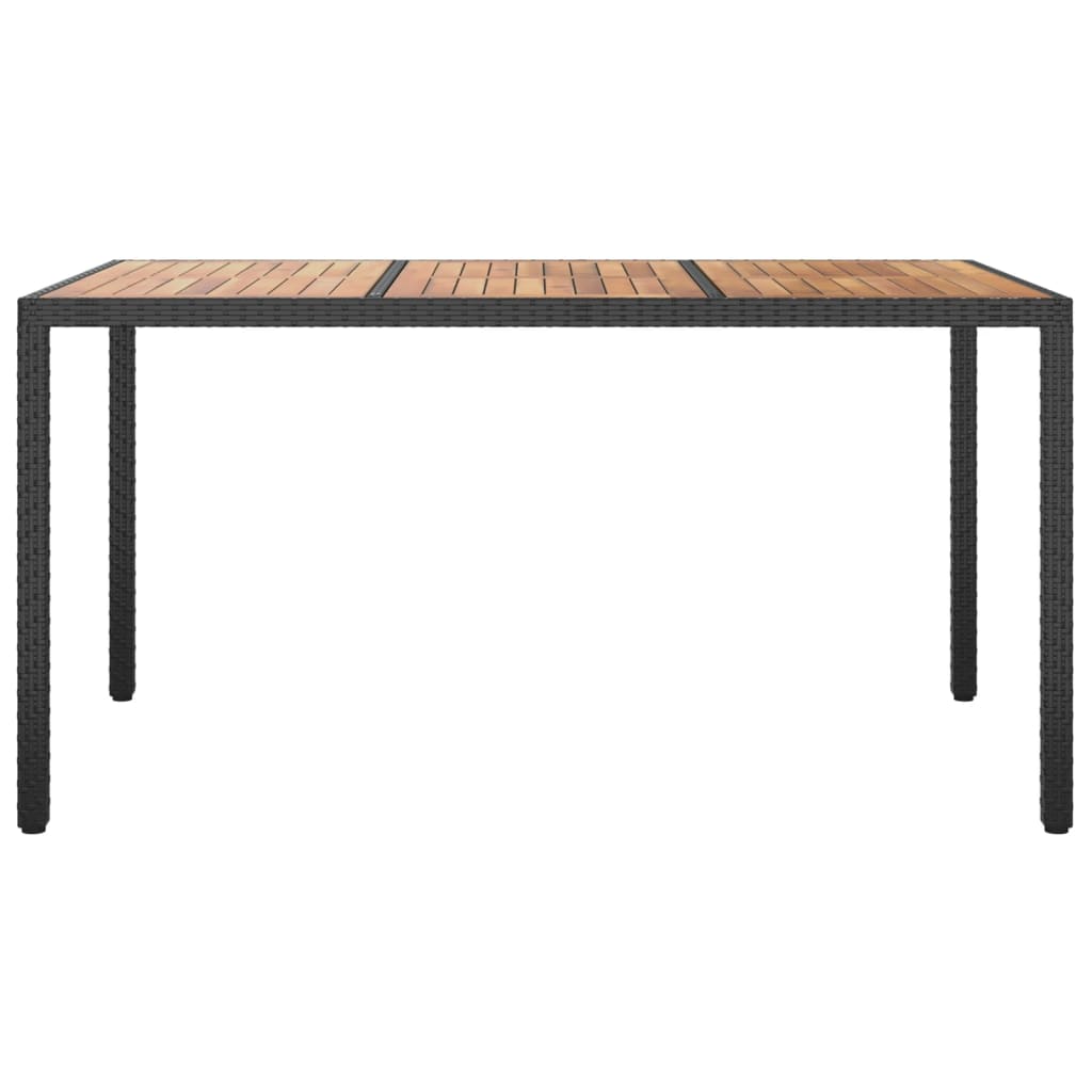 Tavolo da Giardino 150x90x75 cm Polyrattan Legno di Acacia Nero
