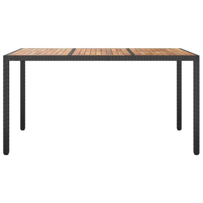 Tavolo da Giardino 150x90x75 cm Polyrattan Legno di Acacia Nero