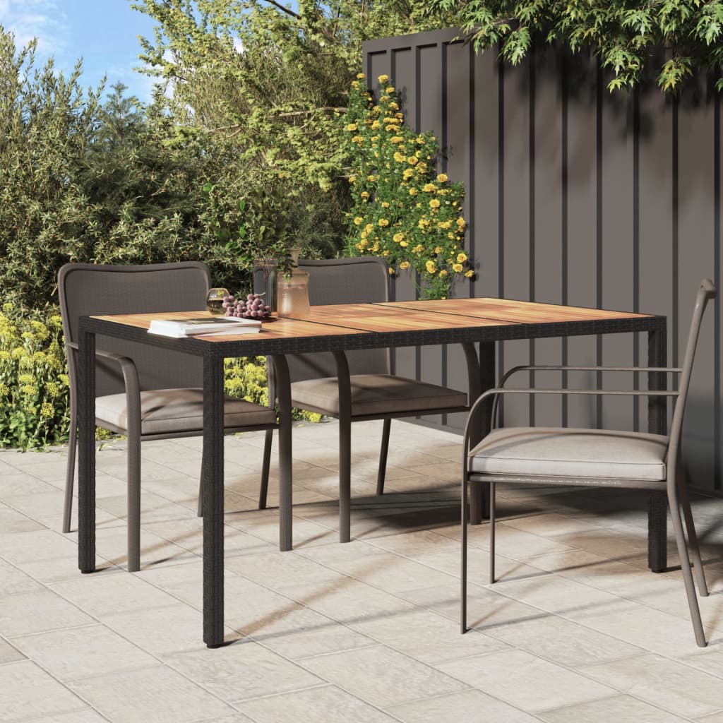 Tavolo da Giardino 150x90x75 cm Polyrattan Legno di Acacia Nero