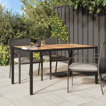 Tavolo da Giardino 150x90x75 cm Polyrattan Legno di Acacia Nero