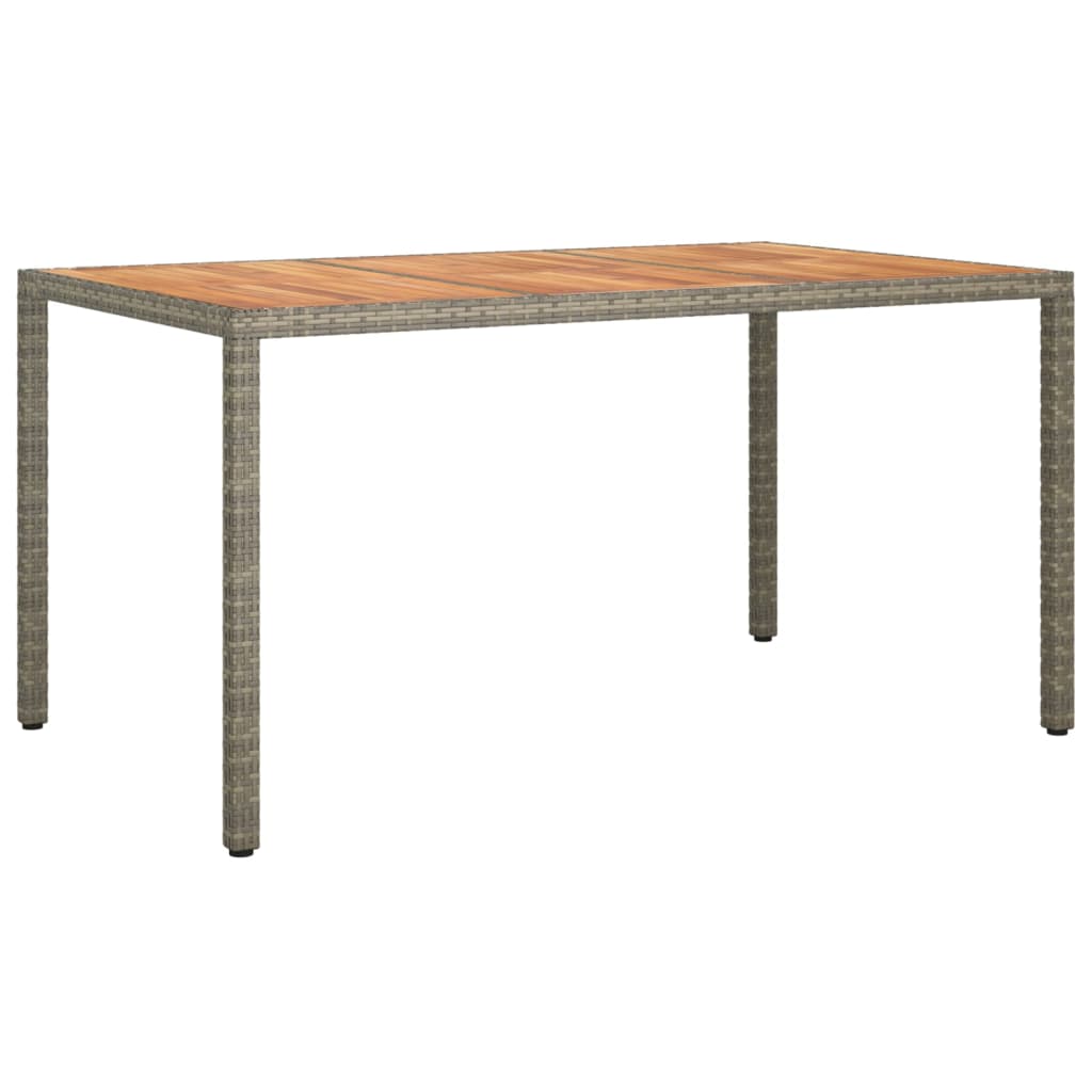 Tavolo Giardino 150x90x75 cm Polyrattan e Legno d'Acacia Grigio