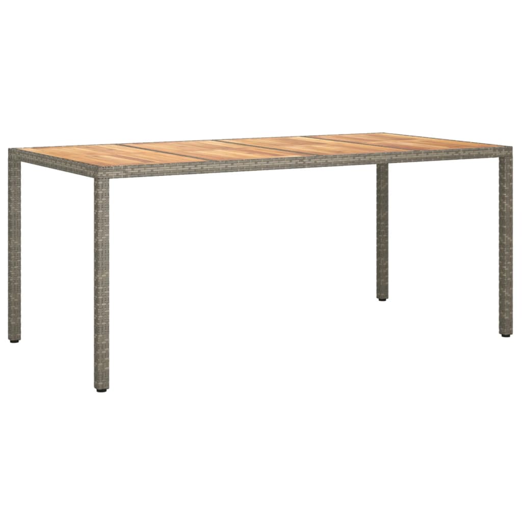 Tavolo Giardino 190x90x75 cm Polyrattan Legno di Acacia Grigio