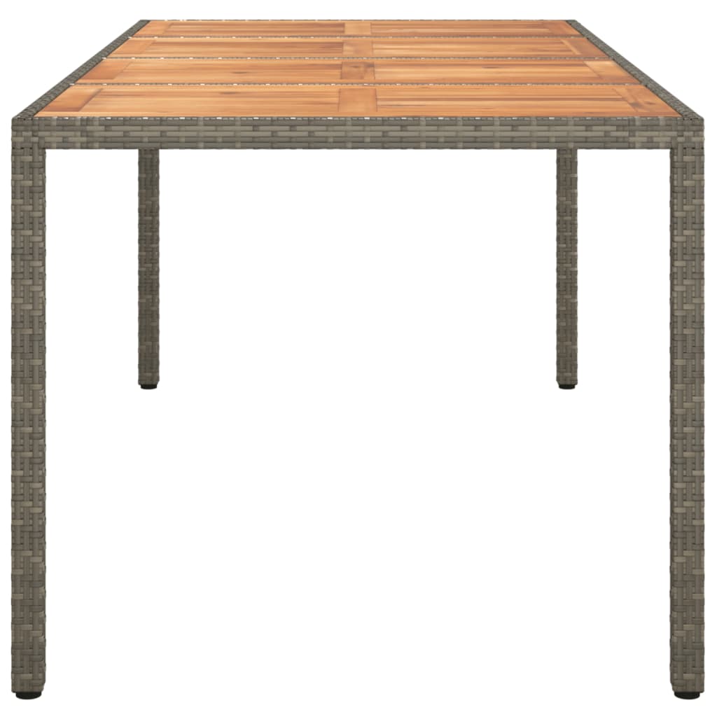 Tavolo Giardino 190x90x75 cm Polyrattan Legno di Acacia Grigio