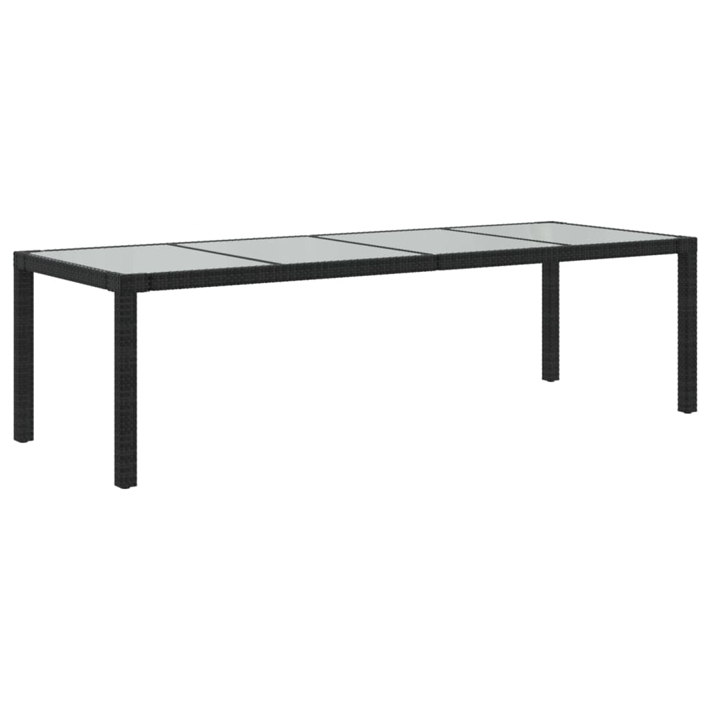 Tavolo Giardino Nero 250x100x75cm Vetro Temperato e Polyrattan