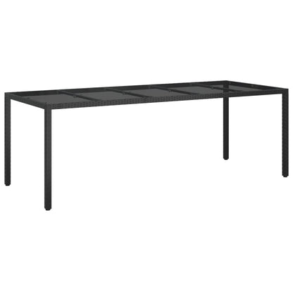 Tavolo Giardino Nero 250x100x75cm Vetro Temperato e Polyrattan