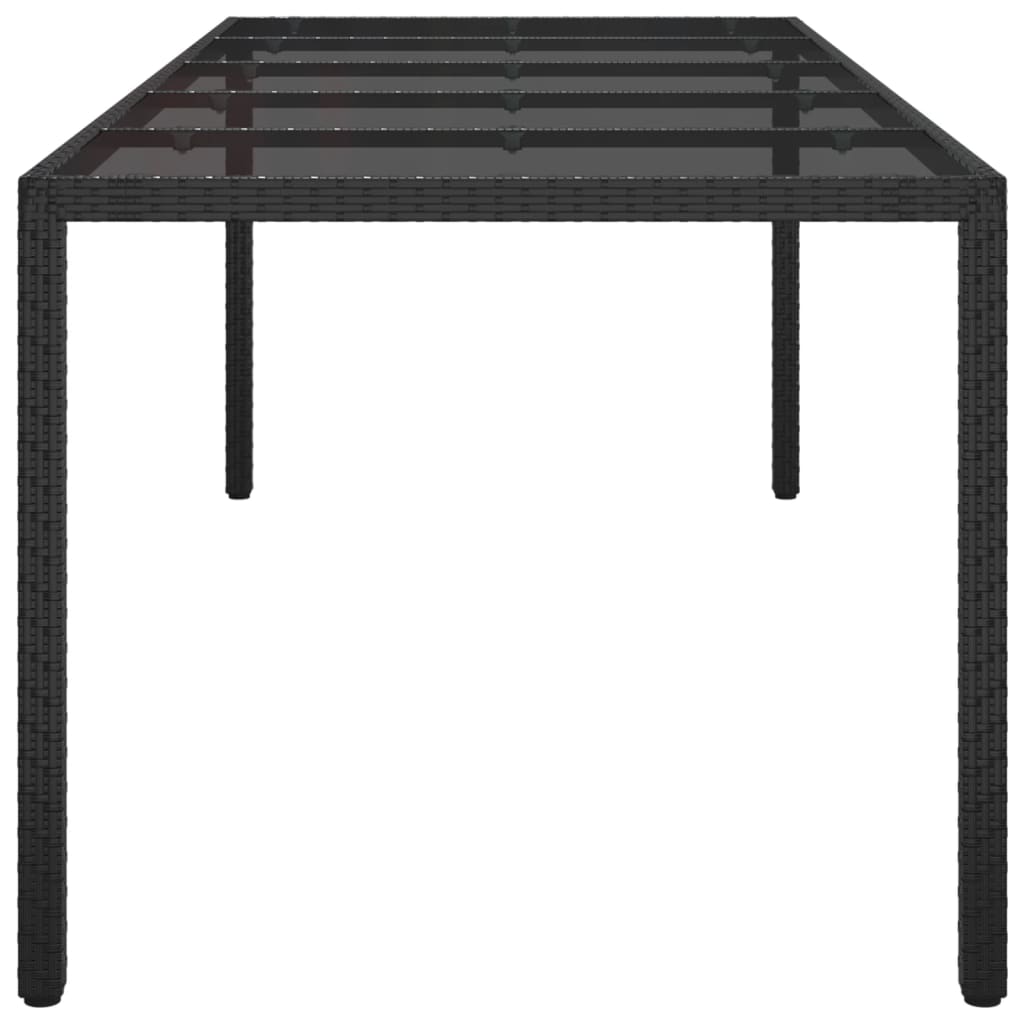 Tavolo Giardino Nero 250x100x75cm Vetro Temperato e Polyrattan
