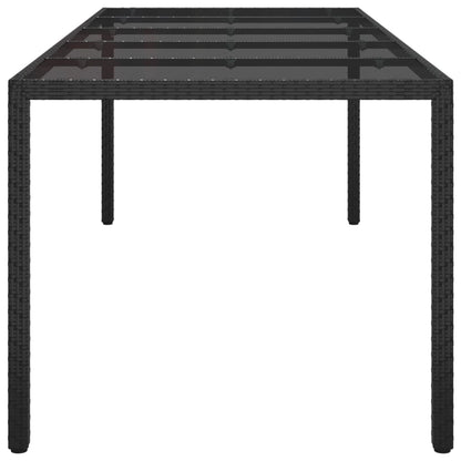 Tavolo Giardino Nero 250x100x75cm Vetro Temperato e Polyrattan