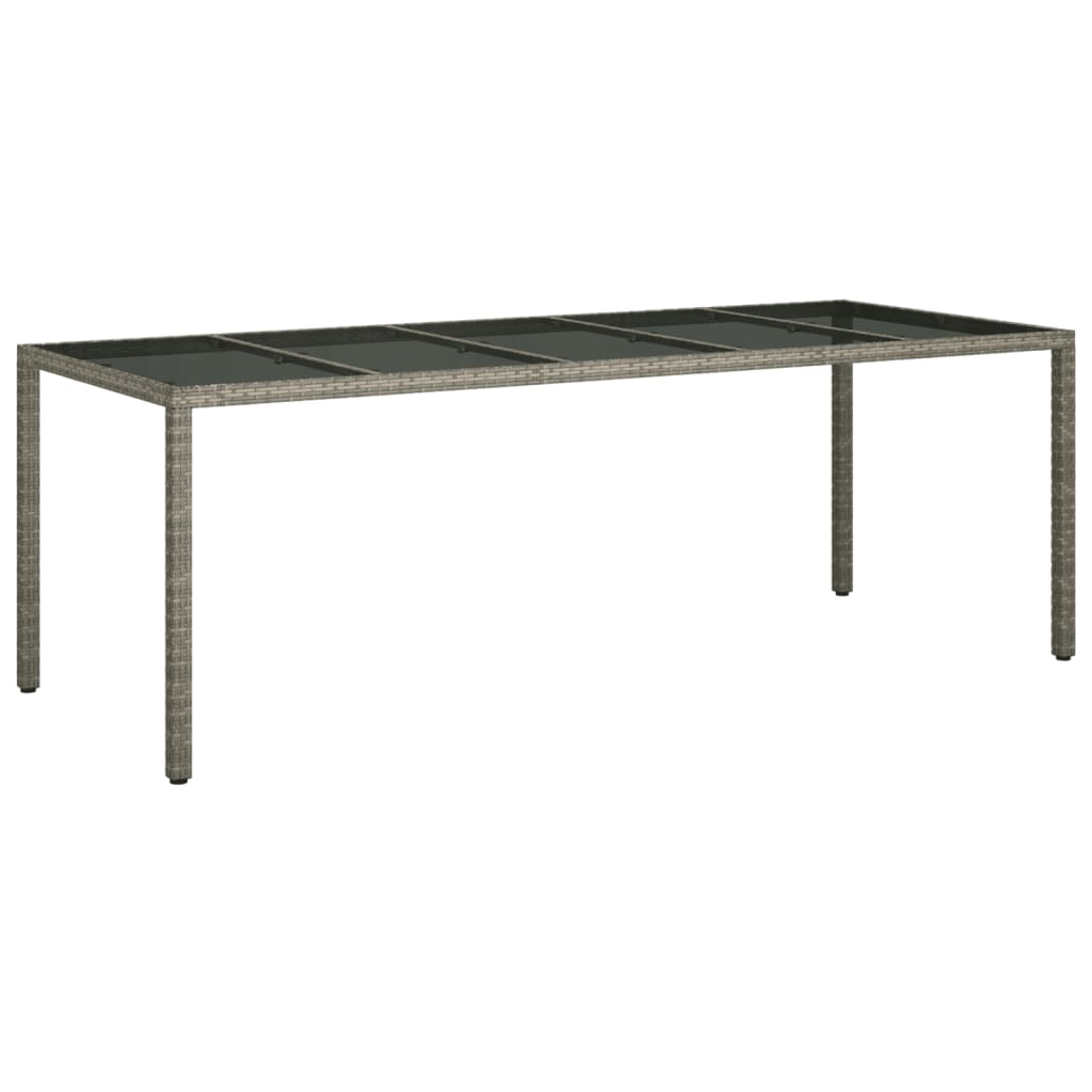 Tavolo Giardino Grigio 250x100x75cm Vetro Temperato Polyrattan